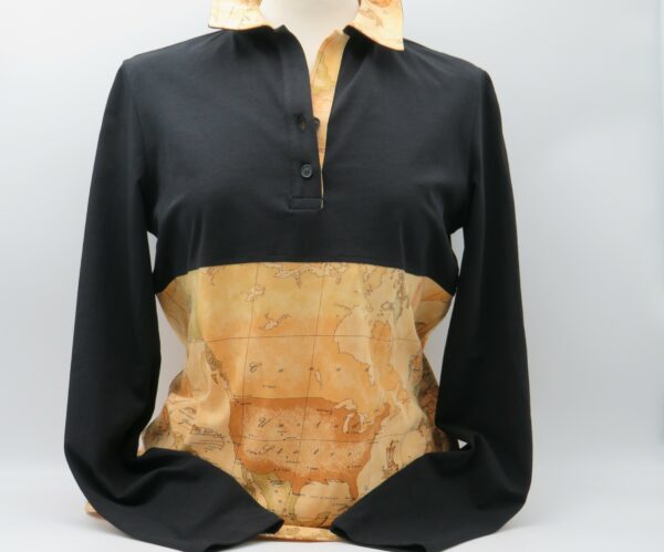 ALVIERO MARTINI 1'CLASSE POLO MANICA LUNGA NERA+GEO