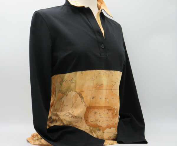 ALVIERO MARTINI 1'CLASSE POLO MANICA LUNGA NERA+GEO - immagine 2