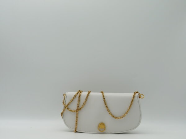 GIANNI CHIARINI POCHETTE/TRACOLLA PICCOLA IN PELLE BIANCO MARMO