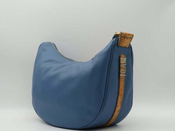 ALVIERO MARTINI 1 CLASSE TRACOLLA STONDATA GRANDE IN PELLE BLU JEANS+GEO - immagine 3