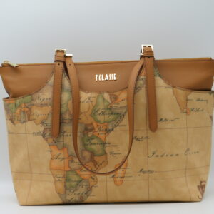 ALVIERO MARTINI 1'CLASSE SHOPPING GRANDE GEO+POCHETTE IN PELLE CUOIO