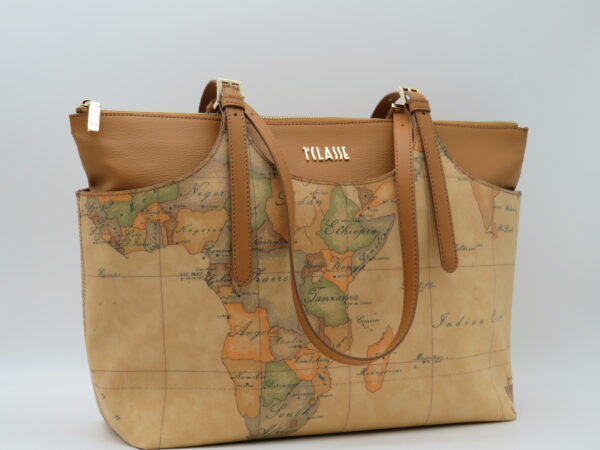 ALVIERO MARTINI 1'CLASSE SHOPPING GRANDE GEO+POCHETTE IN PELLE CUOIO - immagine 2