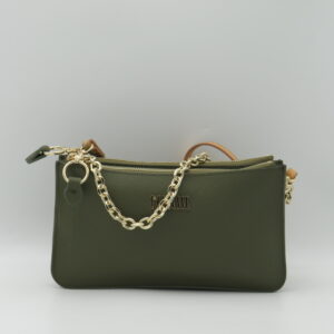 ALVIERO MARTINI 1'CLASSE TRACOLLA PICCOLA DOPPIA ZIP ECOSAFFIANO VERDE MUSCHIO