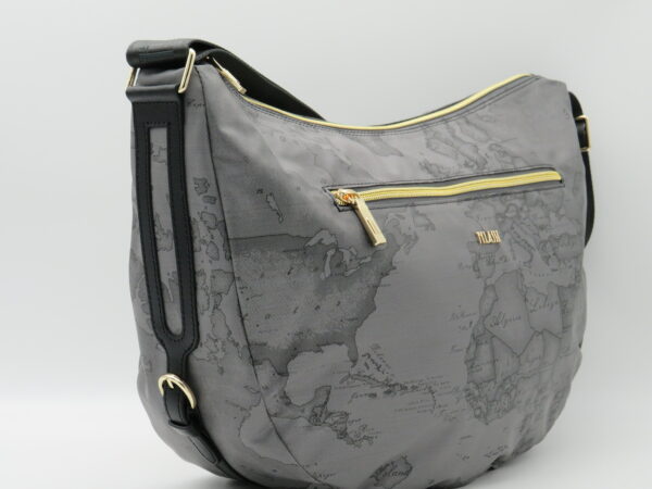 ALVIERO MARTINI 1'CLASSE TRACOLLA LUNA GRANDE+CERNIERA GEO GOMMATO GRIGIO SCURO - immagine 2