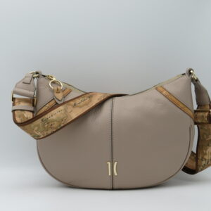 ALVIERO MARTINI 1'CLASSE MEZZALUNA PICCOLA PELLE MARTELLATA TAUPE+GEO