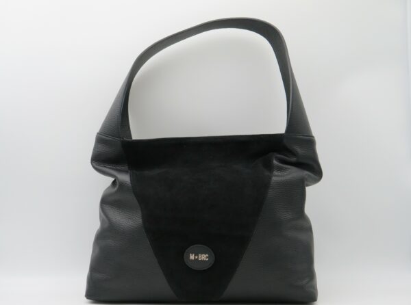 M-BRC MASSIMO BRACCIALINI HOBOBAG MEDIA IN PELLE E CAMOSCIO NERO - immagine 2