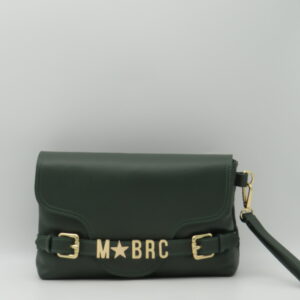 M-BRC MASSIMO BRACCIALINI POLSIERA CON PATTA PELLE MARTELLATA VERDE+ORO