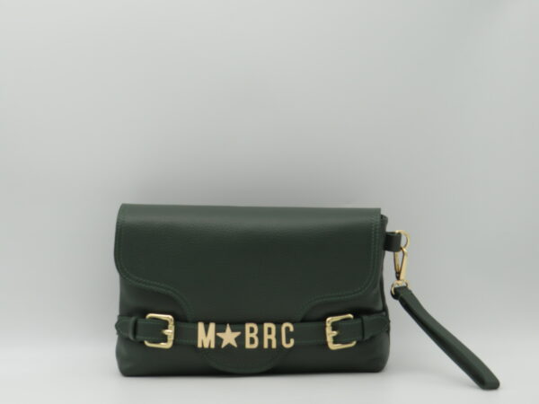 M-BRC MASSIMO BRACCIALINI POLSIERA CON PATTA PELLE MARTELLATA VERDE+ORO
