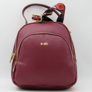 M-BRC MASSIMO BRACCIALINI ZAINO MEDIO 3 ZIP IN PELLE MARTELLATA BORDEAUX