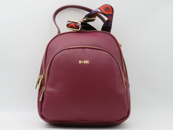 M-BRC MASSIMO BRACCIALINI ZAINO MEDIO 3 ZIP IN PELLE MARTELLATA BORDEAUX