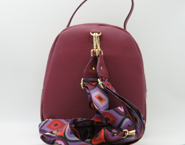M-BRC MASSIMO BRACCIALINI ZAINO MEDIO 3 ZIP IN PELLE MARTELLATA BORDEAUX - immagine 3