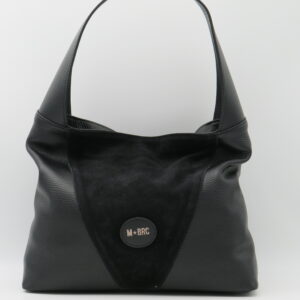 M-BRC MASSIMO BRACCIALINI HOBOBAG MEDIA IN PELLE E CAMOSCIO NERO