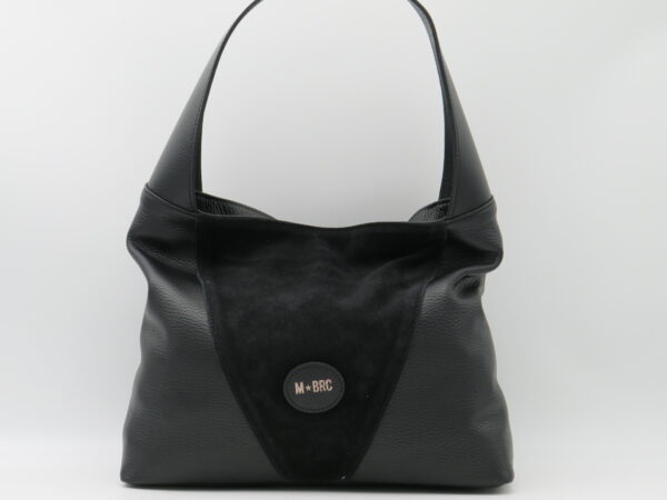 M-BRC MASSIMO BRACCIALINI HOBOBAG MEDIA IN PELLE E CAMOSCIO NERO