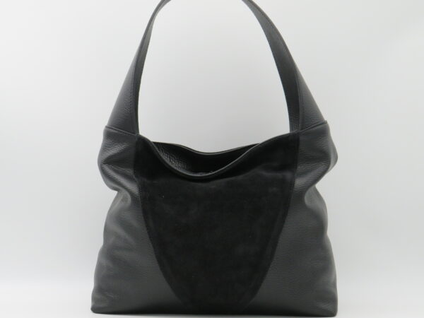 M-BRC MASSIMO BRACCIALINI HOBOBAG MEDIA IN PELLE E CAMOSCIO NERO - immagine 3