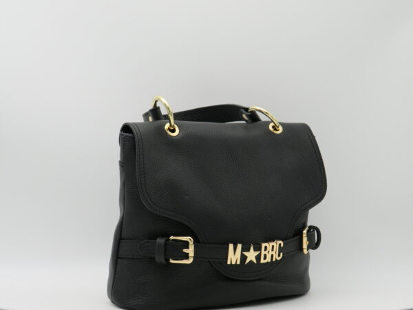 M-BRC MASSIMO BRACCIALINI BORSA MANO/TRACOLLA CON PATTA IN PELLE MARTELLATA NERA+ORO - immagine 2