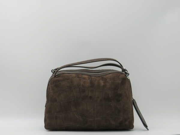 GIANNI CHIARINI BORSA PICCOLA MANO/TRACOLLA CAMOSCIO STAMPA COCCO T.MORO - immagine 3
