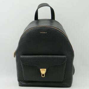 COCCINELLE ZAINO GRANDE STONDATO CON TASCA IN PELLE NERO