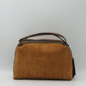 GIANNI CHIARINI BORSA PICCOLA MANO/TRACOLLA CAMOSCIO STAMPA COCCO COGNAC