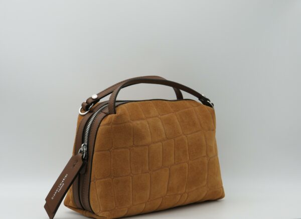 GIANNI CHIARINI BORSA PICCOLA MANO/TRACOLLA CAMOSCIO STAMPA COCCO COGNAC - immagine 2