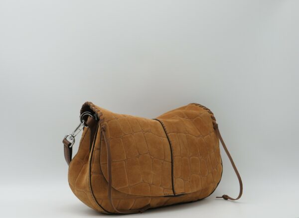 GIANNI CHIARINI HELENA ORIZZONTALE SOTTOBRACCIO/TRACOLLA CAMOSCIO STAMPA COCCO COGNAC - immagine 2