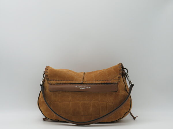GIANNI CHIARINI HELENA ORIZZONTALE SOTTOBRACCIO/TRACOLLA CAMOSCIO STAMPA COCCO COGNAC - immagine 3