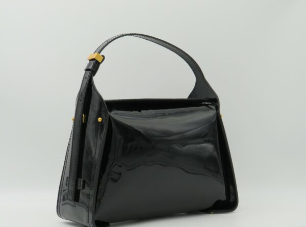 GIANNI CHIARINI BORSA MEDIA MANO/TRACOLLA IN PELLE LUCIDA NERA