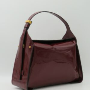 GIANNI CHIARINI BORSA MEDIA MANO/TRACOLLA PELLE LUCIDA PRUGNA