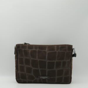 GIANNI CHIARINI POLSIERA/TRACOLLA PELLE CAMOSCIO STAMPA COCCO T.MORO