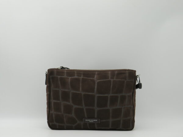 GIANNI CHIARINI POLSIERA/TRACOLLA PELLE CAMOSCIO STAMPA COCCO T.MORO