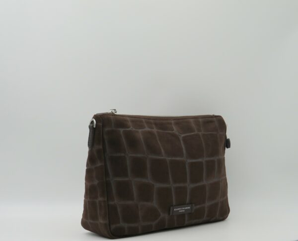 GIANNI CHIARINI POLSIERA/TRACOLLA PELLE CAMOSCIO STAMPA COCCO T.MORO - immagine 2
