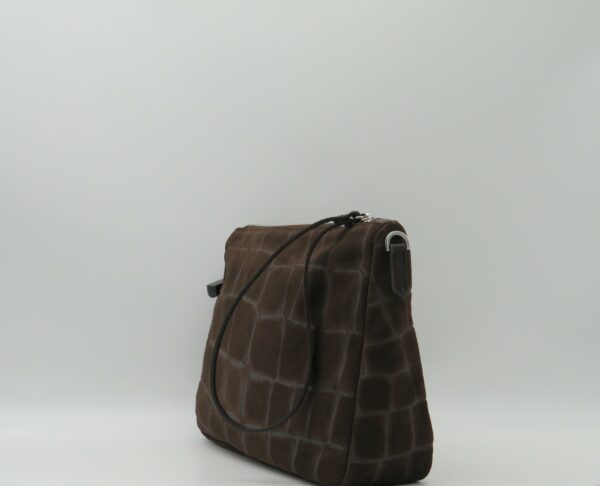 GIANNI CHIARINI POLSIERA/TRACOLLA PELLE CAMOSCIO STAMPA COCCO T.MORO - immagine 3