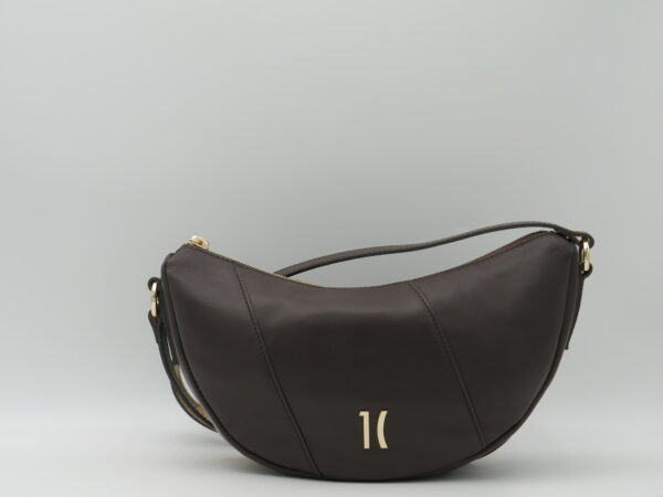 ALVIERO MARTINI 1'CLASSE MEZZALUNA MINI PELLE LISCIA T.MORO