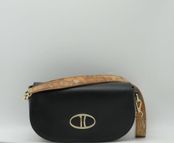 ALVIERO MARTINI 1'CLASSE SOTTOBRACCIO/TRACOLLA CON PATTA PELLE LISCIA NERO+GEO