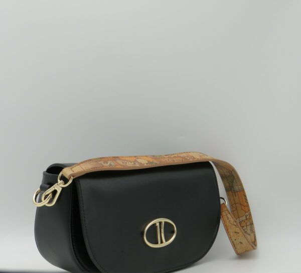 ALVIERO MARTINI 1'CLASSE SOTTOBRACCIO/TRACOLLA CON PATTA PELLE LISCIA NERO+GEO - immagine 2