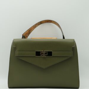 ALVIERO MARTINI 1'CLASSE BORSA MEDIA MANO/TRACOLLA CON PATTA PELLE VERDE MUSCHIO+GEO