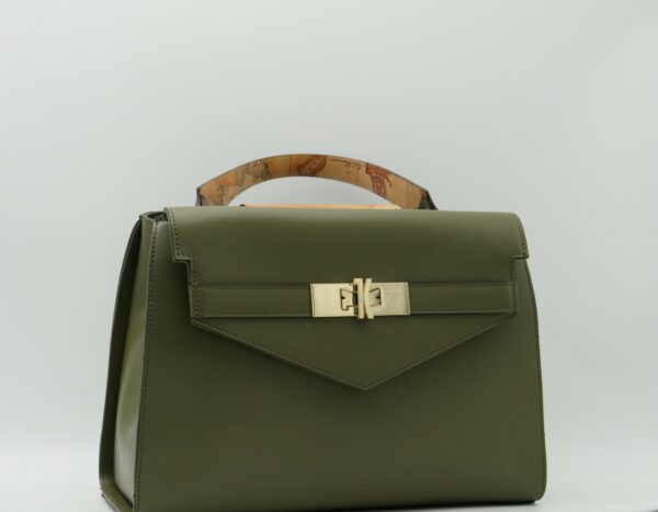 ALVIERO MARTINI 1'CLASSE BORSA MEDIA MANO/TRACOLLA CON PATTA PELLE VERDE MUSCHIO+GEO - immagine 2