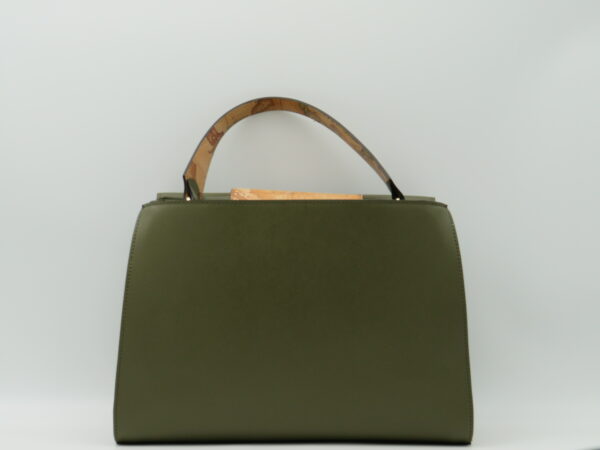 ALVIERO MARTINI 1'CLASSE BORSA MEDIA MANO/TRACOLLA CON PATTA PELLE VERDE MUSCHIO+GEO - immagine 3