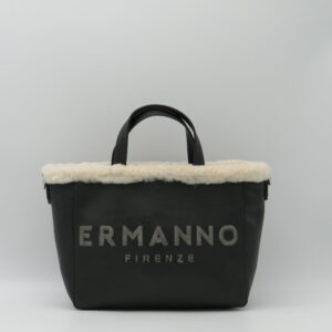 ERMANNO FIRENZE BORSA MANO/TRACOLLA ECOPELLICCIA NERO
