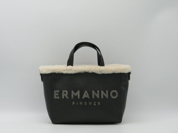 ERMANNO FIRENZE BORSA MANO/TRACOLLA ECOPELLICCIA NERO