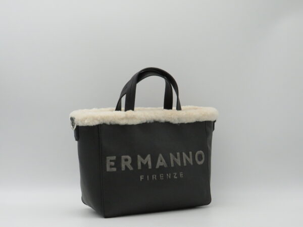 ERMANNO FIRENZE BORSA MANO/TRACOLLA ECOPELLICCIA NERO - immagine 2
