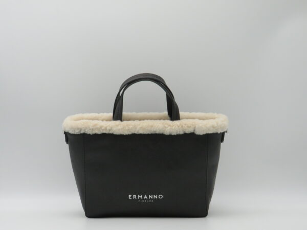 ERMANNO FIRENZE BORSA MANO/TRACOLLA ECOPELLICCIA NERO - immagine 3