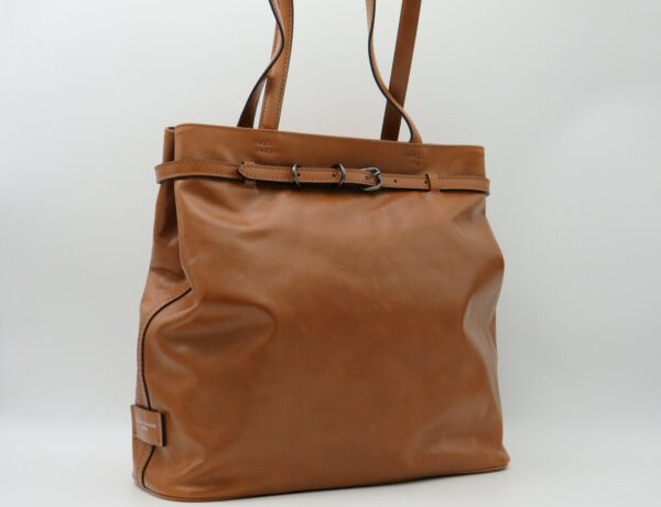 GIANNI CHIARINI SHOPPING GRANDE PELLE LISCIA CUOIO - immagine 2