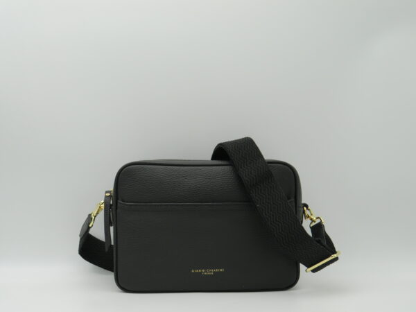 GIANNI CHIARINI TRACOLLA MEDIA PELLE MARTELLATA NERO