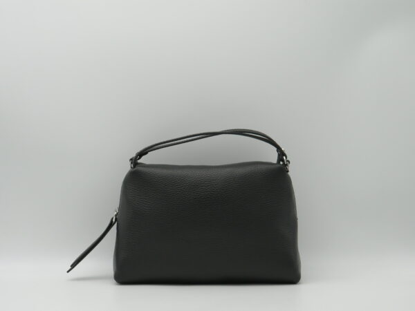GIANNI CHIARINI BAULETTO BOMBATO MANO/TRACOLLA PELLE MARTELLATA NERO