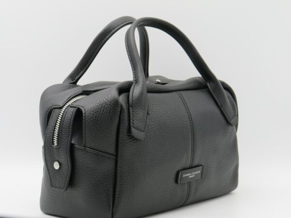 GIANNI CHIARINI BAULETTO PICCOLO MANO/TRACOLLA PELLE MARTELLATA NERO - immagine 3