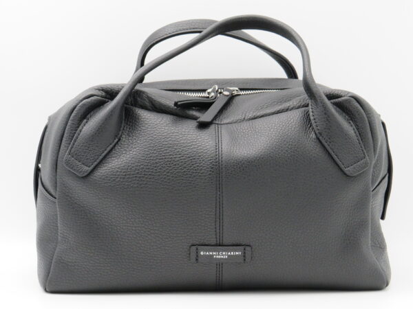 GIANNI CHIARINI BAULETTO GRANDE MANO/TRACOLLA PELLE MARTELLATA NERO