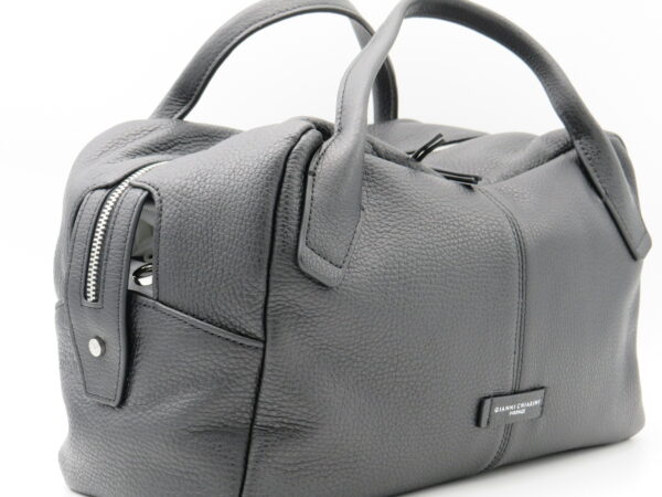 GIANNI CHIARINI BAULETTO GRANDE MANO/TRACOLLA PELLE MARTELLATA NERO - immagine 2
