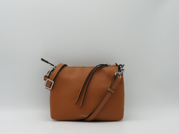 GIANNI CHIARINI TRACOLLA 3 SOFFIETTI IN PELLE MARTELLATA CUOIO