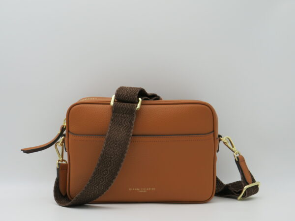 GIANNI CHIARINI TRACOLLA+TASCA IN PELLE MARTELLATA CUOIO