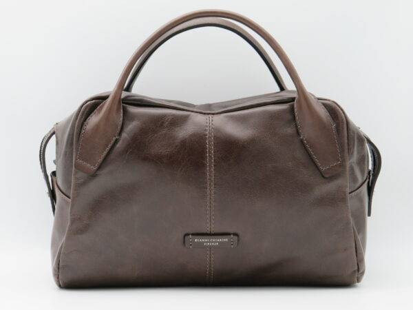 GIANNI CHIARINI BAULETTO GRANDE MANO/TRACOLLA PELLE LISCIA CAFFE'